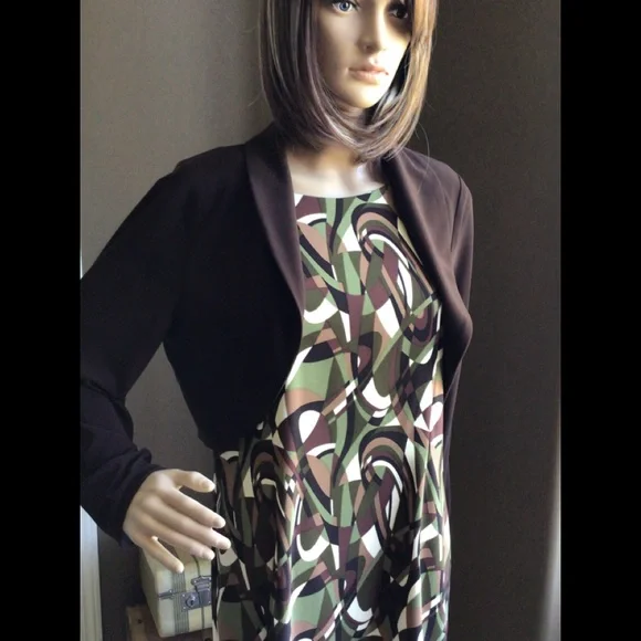 Connected Sleeveless Dress - Brown, Tan, Green and Cream - Picture 8 of 10